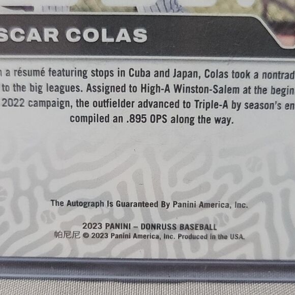 Oscar Colas 2023 Panini Donruss series autographed holographic prizm card - Picture 7 of 13